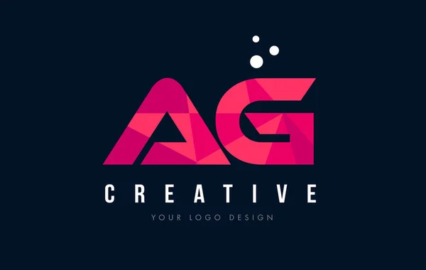 AG A G Letter Logo with Purple Low Poly Pink Triangles Concept — Stock Vector
