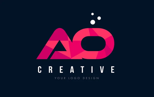 Ao O list Logo z koncepcją trójkątów różowy fioletowy Low Poly — Wektor stockowy