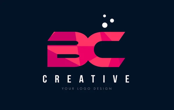BC B C list Logo z koncepcją trójkątów różowy fioletowy Low Poly — Wektor stockowy