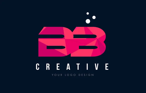 Litera B BB B Logo z koncepcją trójkątów różowy fioletowy Low Poly — Wektor stockowy