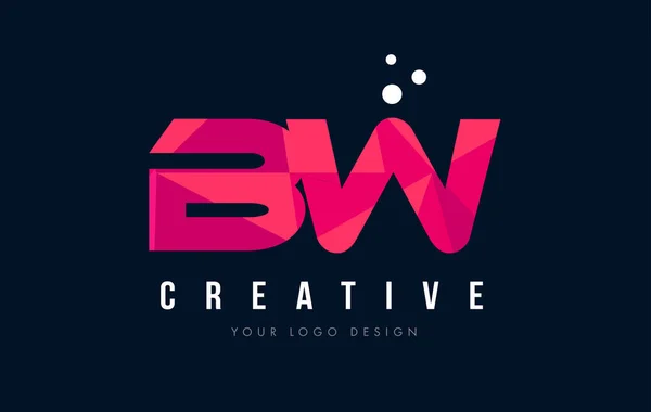 BW B W list Logo z koncepcją trójkątów różowy fioletowy Low Poly — Wektor stockowy