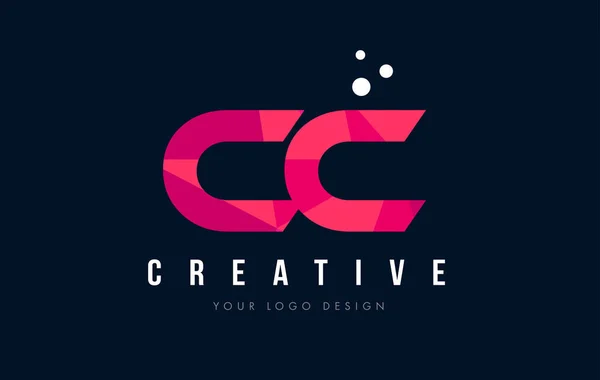 CC C C brief Logo met paarse lage Poly roze driehoeken Concept — Stockvector