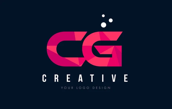 CG C G list Logo z koncepcją trójkątów różowy fioletowy Low Poly — Wektor stockowy