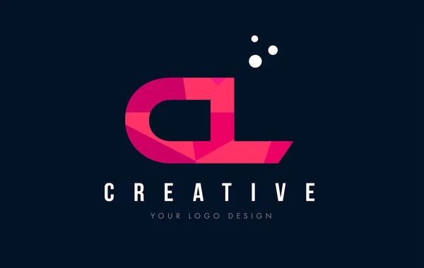 CL C L Letra Logo con Purple Low Poly Pink Triangles Concepto — Vector de stock