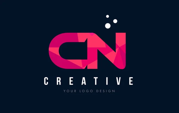 Litera N C CN Logo z koncepcją trójkątów różowy fioletowy Low Poly — Wektor stockowy