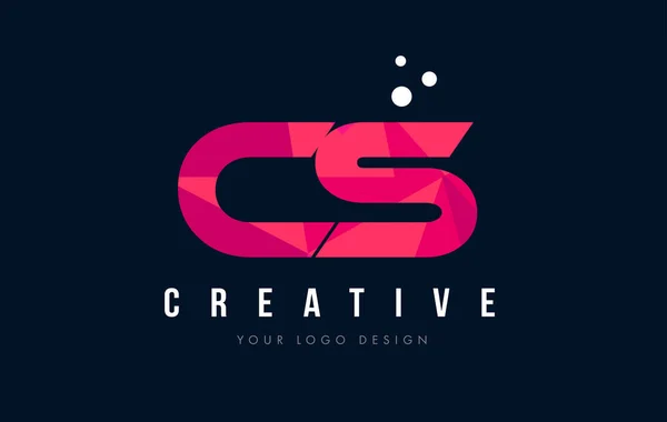 Logo CS C S list z koncepcją trójkątów różowy fioletowy Low Poly — Wektor stockowy