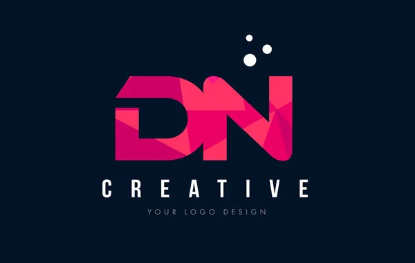 Litera N D DN Logo z koncepcją trójkątów różowy fioletowy Low Poly — Wektor stockowy