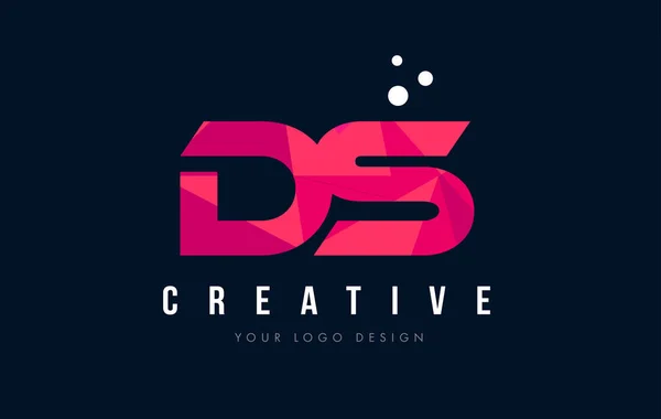 DS D S list Logo z koncepcją trójkątów różowy fioletowy Low Poly — Wektor stockowy