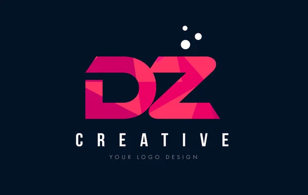 Dz D Z list Logo z koncepcją trójkątów różowy fioletowy Low Poly — Wektor stockowy
