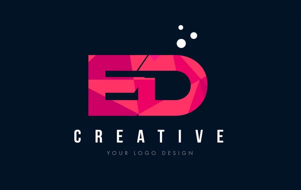 Logotipo de letra ED E D con Purple Low Poly Pink Triangles Concept — Vector de stock