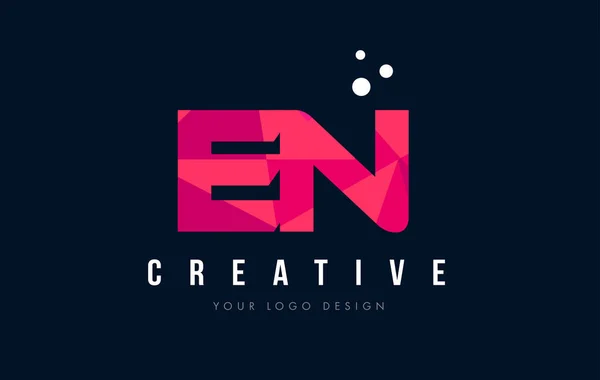 EN E N Letter Logo with Purple Low Poly Pink Triangles Concept — Stock Vector