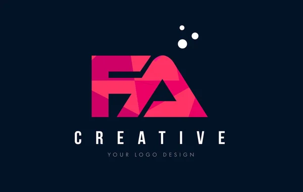 FA F list Logo z koncepcją trójkątów różowy fioletowy Low Poly — Wektor stockowy