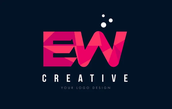 EW E W list Logo z koncepcją trójkątów różowy fioletowy Low Poly — Wektor stockowy