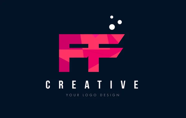 FF F F list Logo z koncepcją trójkątów różowy fioletowy Low Poly — Wektor stockowy