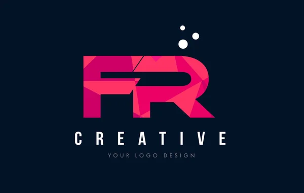 Fr F R list Logo z koncepcją trójkątów różowy fioletowy Low Poly — Wektor stockowy