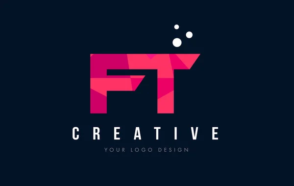 FT F T list Logo z koncepcją trójkątów różowy fioletowy Low Poly — Wektor stockowy