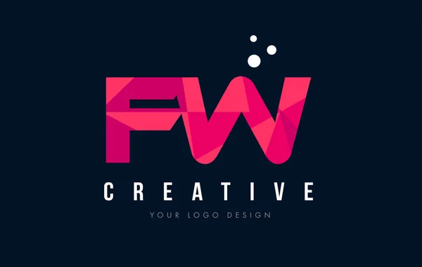 FW F W list Logo z koncepcją trójkątów różowy fioletowy Low Poly — Wektor stockowy