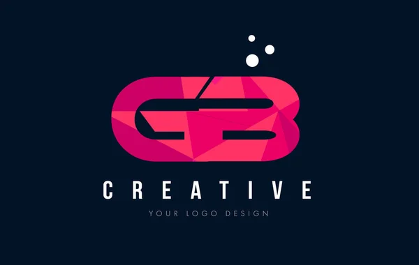 GB G B Letra Logo con Purple Low Poly Pink Triangles Concepto — Vector de stock