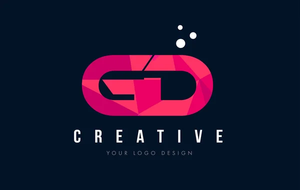 Logotipo de letra GD G D con púrpura baja poli triángulos rosados Concepto — Vector de stock