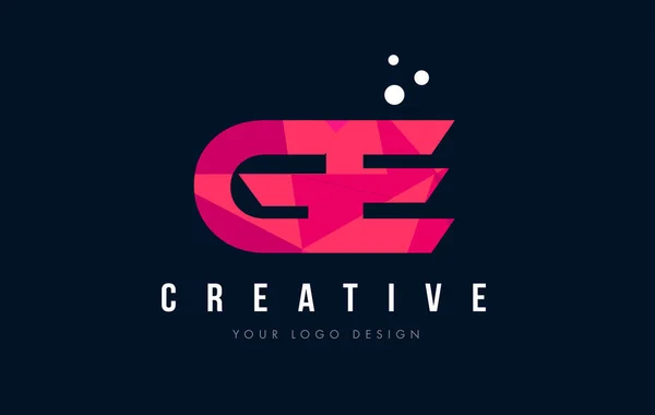 GE G E list Logo z koncepcją trójkątów różowy fioletowy Low Poly — Wektor stockowy