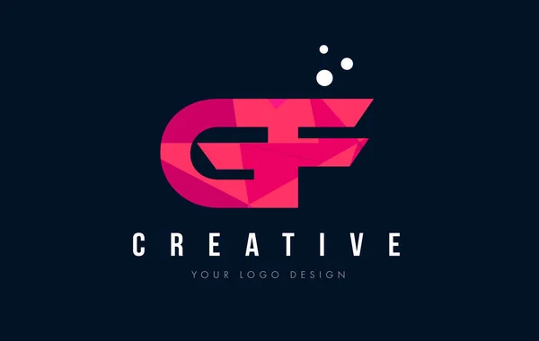 GF G F Lettre Logo avec Violet Low Poly Pink Triangles Concept — Image vectorielle