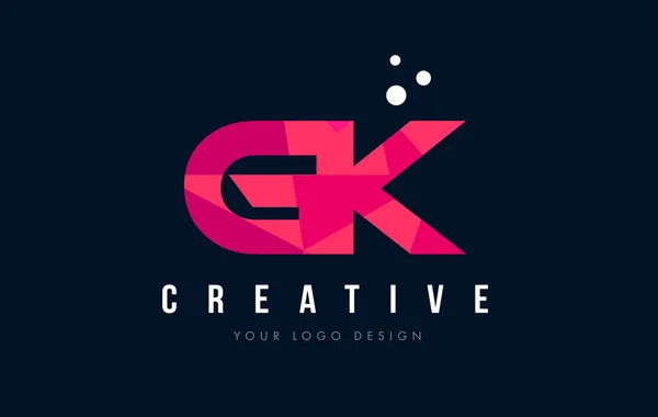 Logotipo de letra GK G K con púrpura bajo poli triángulos rosados Concepto — Vector de stock