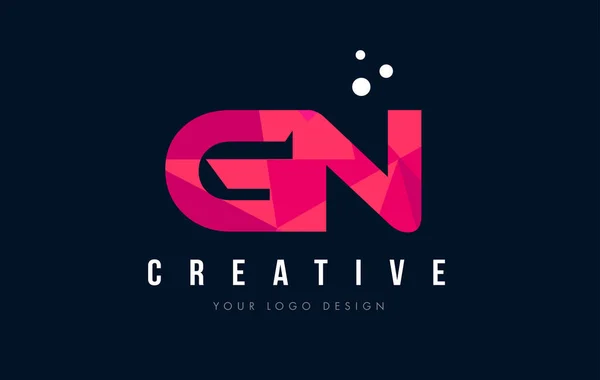 Logo literę N G GN z koncepcją trójkątów różowy fioletowy Low Poly — Wektor stockowy