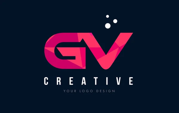 Γράμμα V G GV λογότυπο με μωβ χαμηλή πολυ ροζ τρίγωνα έννοια — Διανυσματικό Αρχείο