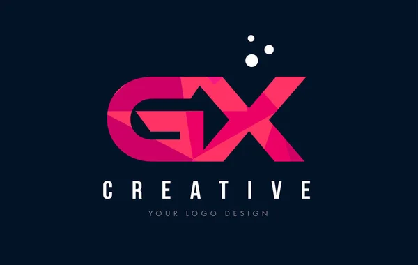 GX G X list Logo z koncepcją trójkątów różowy fioletowy Low Poly — Wektor stockowy