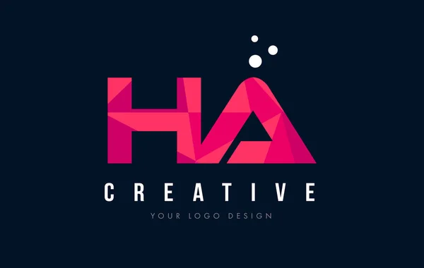 Ha H list Logo z koncepcją trójkątów różowy fioletowy Low Poly — Wektor stockowy