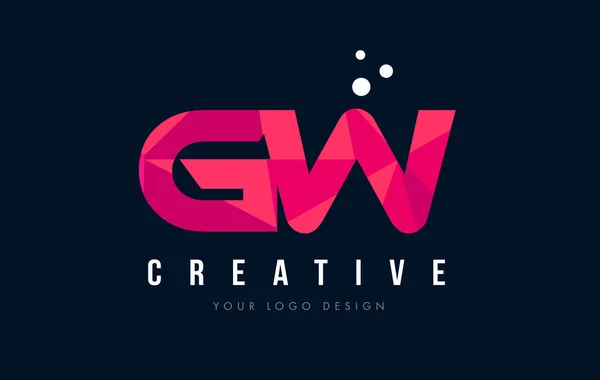 GW G W list Logo z koncepcją trójkątów różowy fioletowy Low Poly — Wektor stockowy