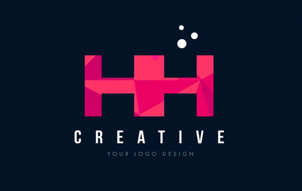 Logotipo de la letra HH H H con Purple Low Poly Pink Triangles Concept — Vector de stock