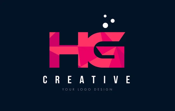 HG H G Letter Logo with Purple Low Poly Pink Triangles Concept — Stock Vector