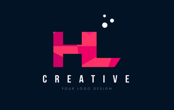 Logotipo de la letra HL H L con Purple Low Poly Pink Triangles Concept — Vector de stock