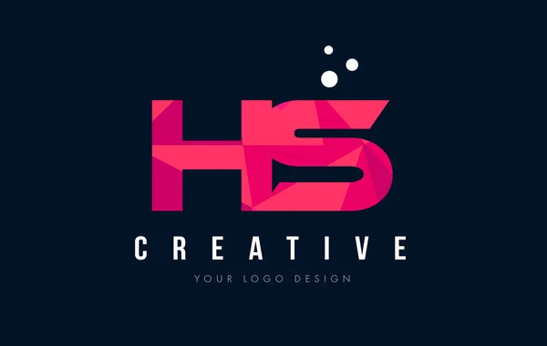 HS H S Letter Logo with Purple Low Poly Pink Triangles Concept — Stock Vector