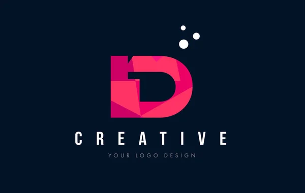 ID I D Logo lettera con viola basso poli rosa triangoli concetto — Vettoriale Stock