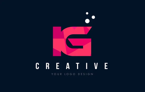 IG I Q Letra Logo con Purple Low Poly Pink Triangles Concepto — Archivo Imágenes Vectoriales