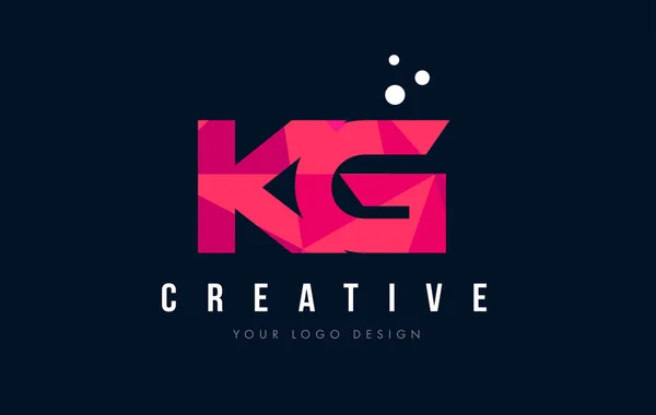 Kg K G list Logo z koncepcją trójkątów różowy fioletowy Low Poly — Wektor stockowy