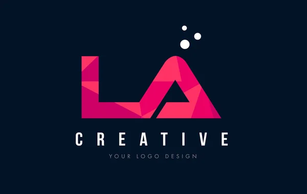 La L A list Logo z koncepcją trójkątów różowy fioletowy Low Poly — Wektor stockowy