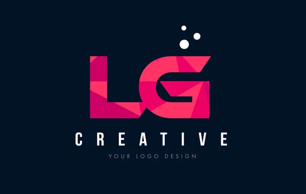 LG L G Letra Logo con Purple Low Poly Pink Triangles Concepto — Vector de stock