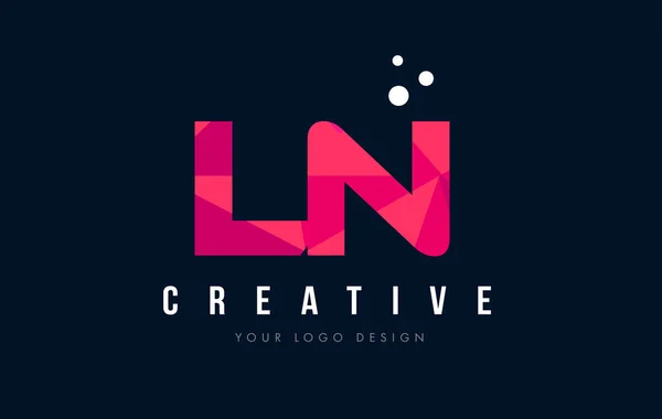 LN L N list Logo z koncepcją trójkątów różowy fioletowy Low Poly — Wektor stockowy