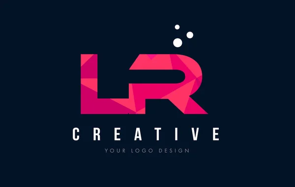 LR L R list Logo z koncepcją trójkątów różowy fioletowy Low Poly — Wektor stockowy