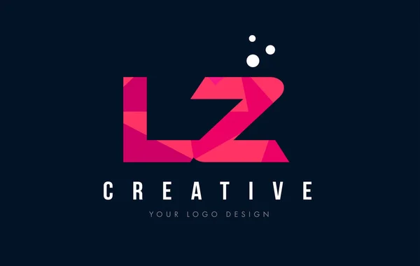 LZ L Z list Logo z koncepcją trójkątów różowy fioletowy Low Poly — Wektor stockowy