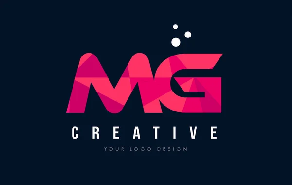 MG M G Logo Lettre avec Triangles Violets Faible Poly Rose Concept — Image vectorielle