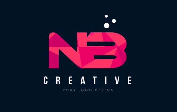 NB N B list Logo z koncepcją trójkątów różowy fioletowy Low Poly — Wektor stockowy