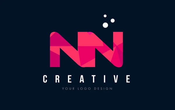 NN N list Logo z koncepcją trójkątów różowy fioletowy Low Poly — Wektor stockowy