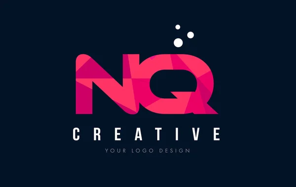 NQ N Q list Logo z koncepcją trójkątów różowy fioletowy Low Poly — Wektor stockowy
