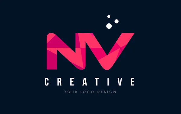 NV N V list Logo z koncepcją trójkątów różowy fioletowy Low Poly — Wektor stockowy