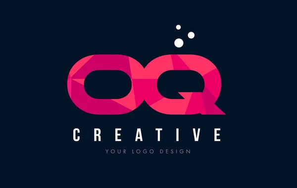 OQ O Q list Logo z koncepcją trójkątów różowy fioletowy Low Poly — Wektor stockowy