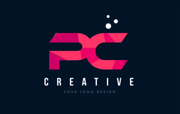 PC P C list Logo z koncepcją trójkątów różowy fioletowy Low Poly — Wektor stockowy